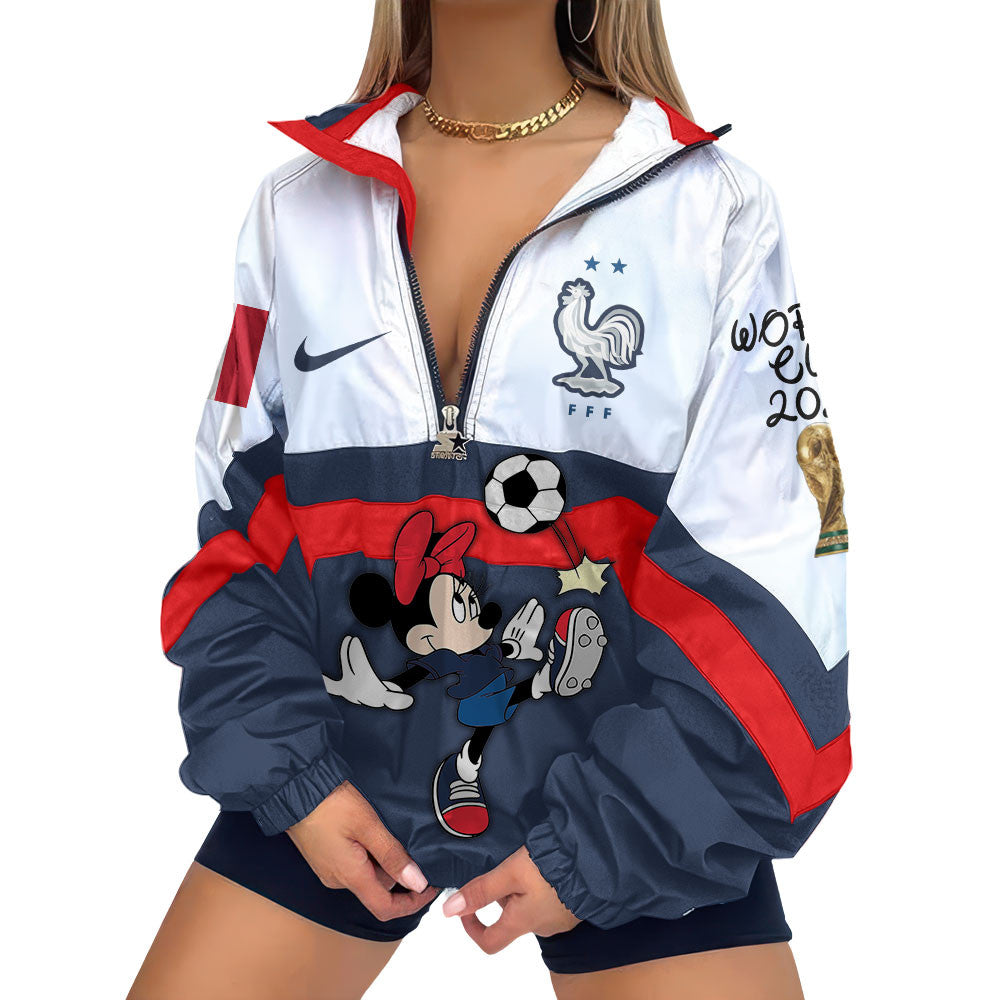 France - Premium Global Football Fever V-Neck Zipper Sweatshirt Jackets NTH1 | NS34