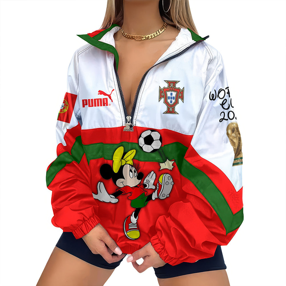 Portugal | Premium Global Football Fever V-Neck Zipper Sweatshirt Jackets NTH1 | EH66