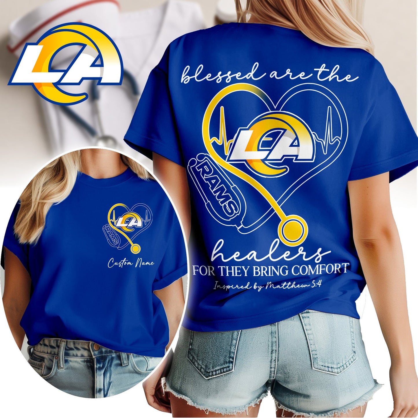 Los Angeles Rams | Premium NFL Heart of A Nurse Game Day 3D Shirt NTH1 | EY38