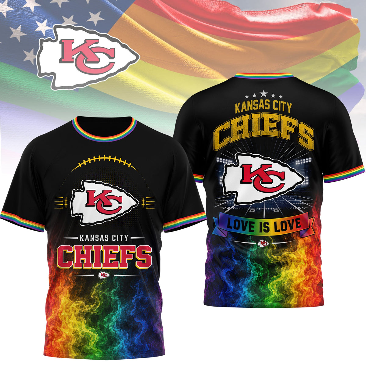 Kansas City Chiefs | Premium NFL Love Is Love 3D Shirt NTH1 | JW43