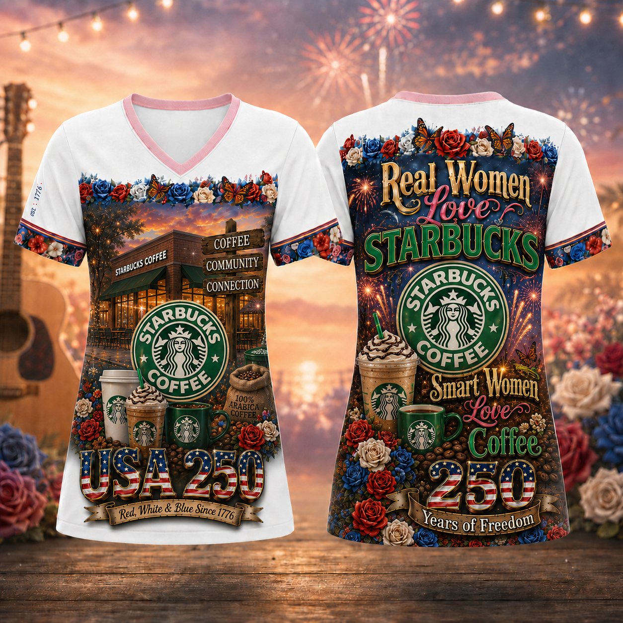STBK Premium Celebrate 250 Year of American V Neck Shirt BK | MG57