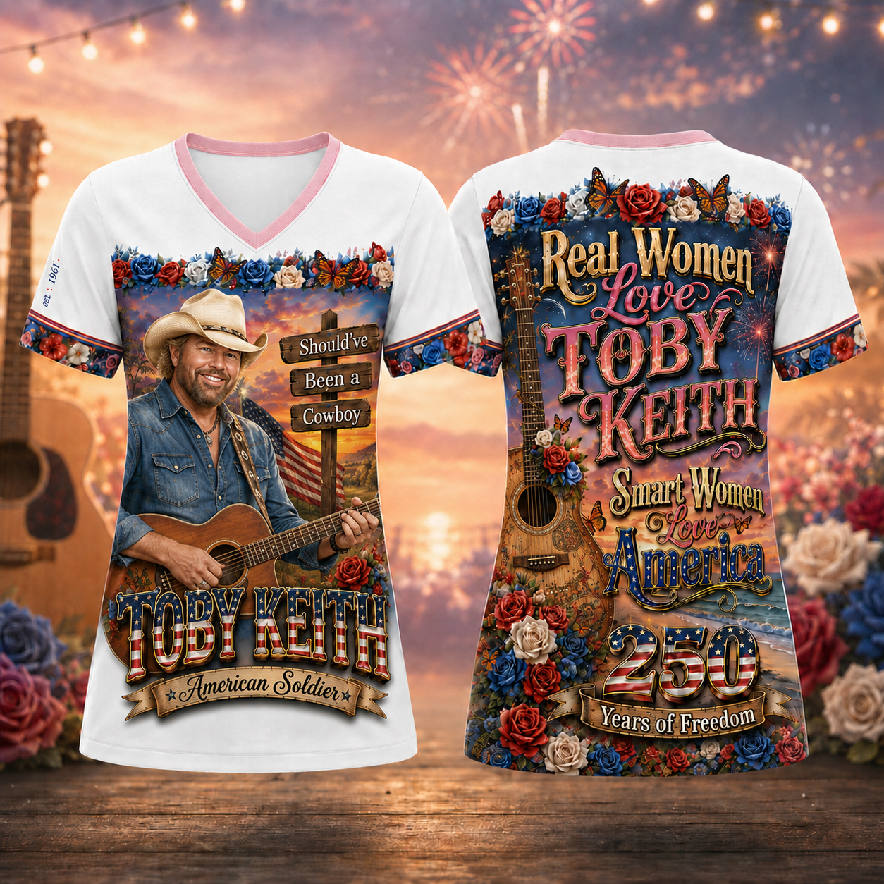 TBKH Premium Celebrate 250 Year of American V Neck Shirt BK | KJ34