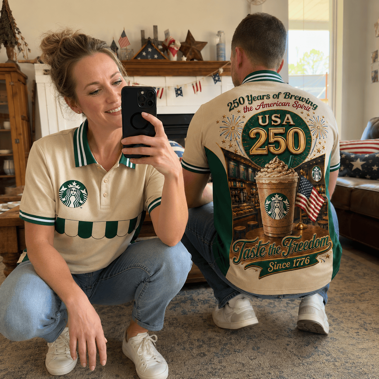 STBK Premium USA 250 Years Of Freedom Patriotic Polo Shirt BK | LC31