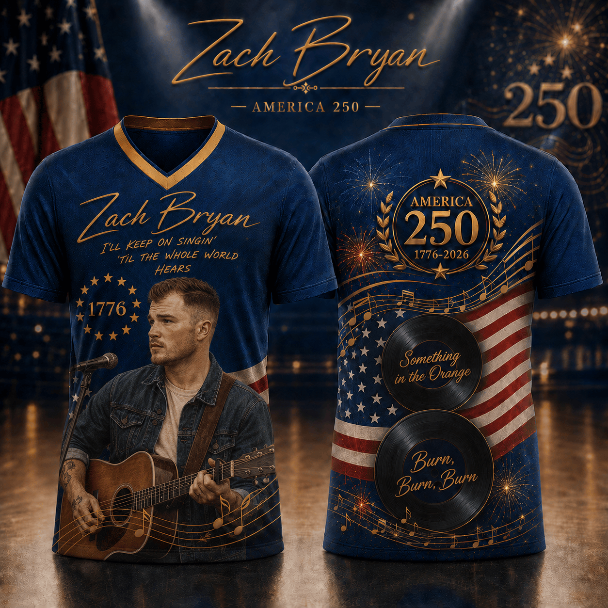ZBR | Premium America 250th Celebration V-Neck Shirt BK | GS61
