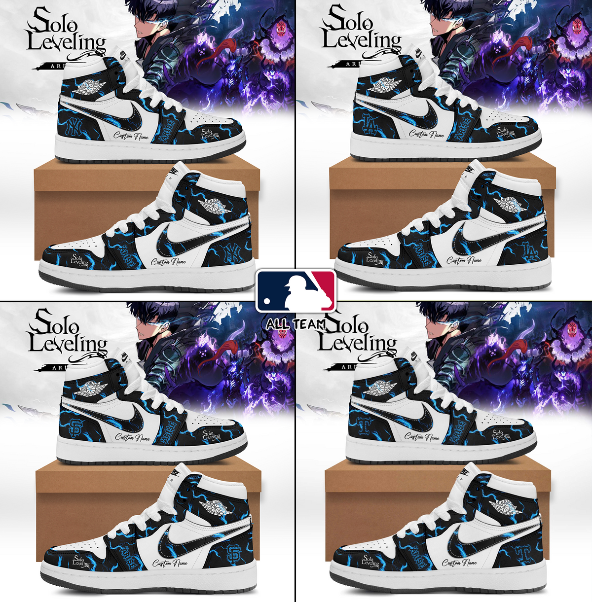 MLB ALL TEAMS x Solo Leveling Shadow Army Custom Shoes