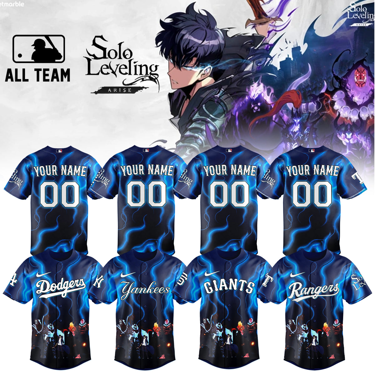 MLB ALL TEAMS x Solo Leveling Limited Jersey (Custom Name; Number)