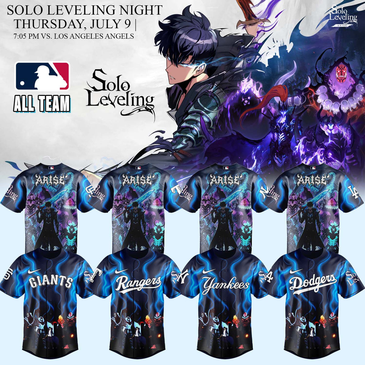 MLB ALL TEAMS x Solo Leveling Monarch Edition Baseball Jersey