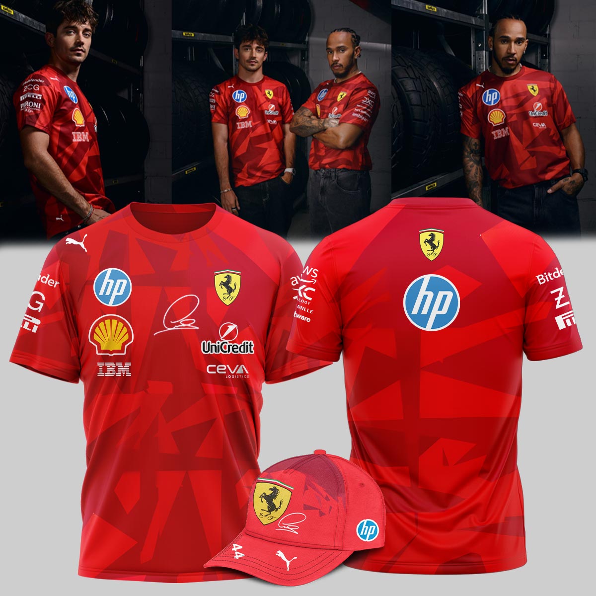 ___,,,.Ferrari Signature Lewis Hamilton - Tshirt&Cap | QH57