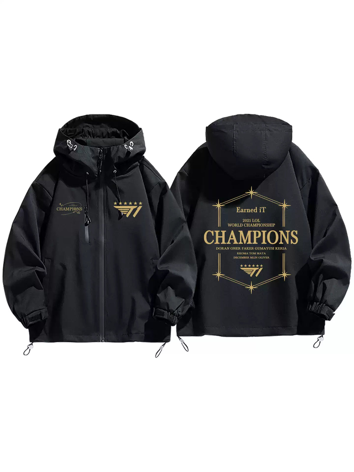 T1 Faker 6-Star World Champions Windbreaker Jacket - Three-Peat Esports Championship Jacket Unisex