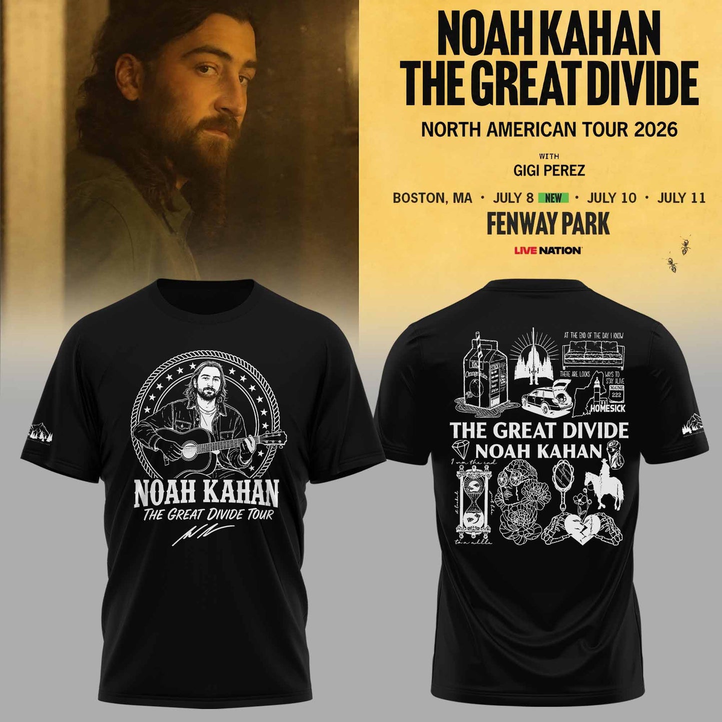 _ Noah Kahan - The Great Divide Tour 2026 Limited Tshirt | VQ56