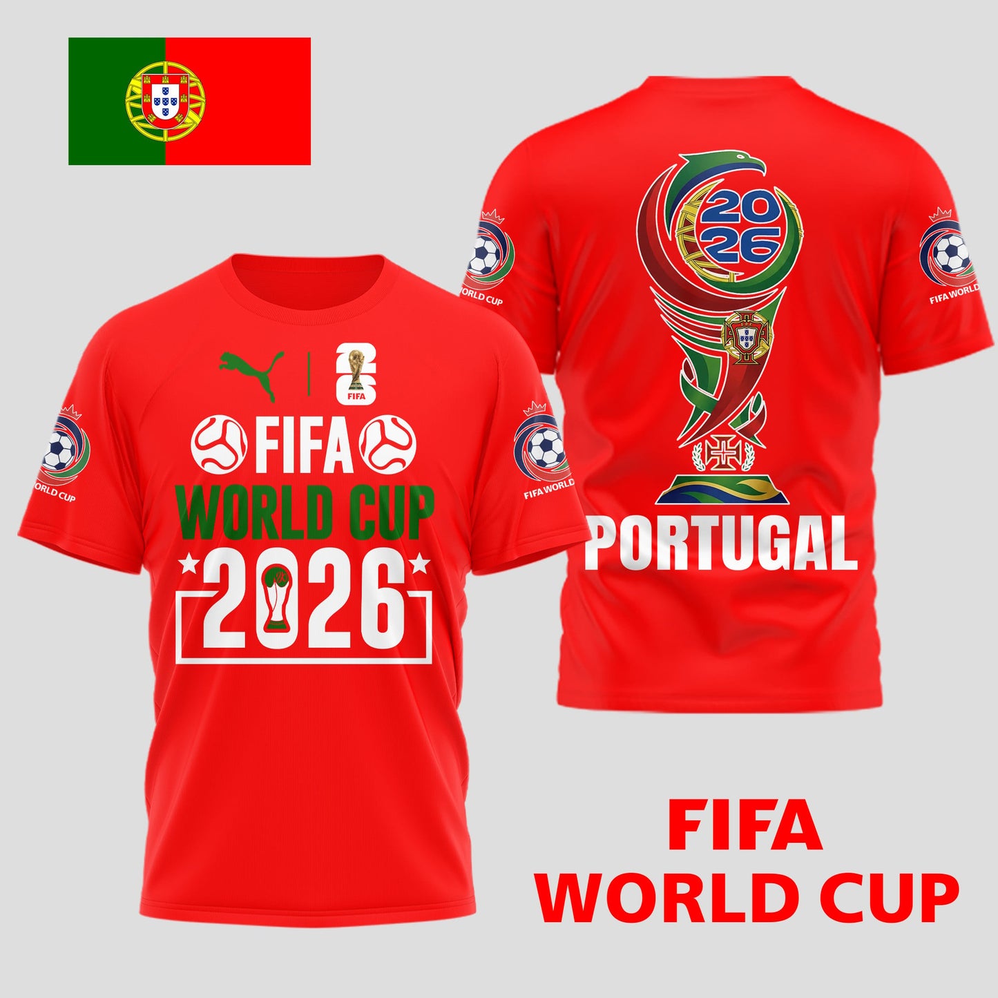 Portugal | Premium World Cup Spirit 2026 WC26 3D T-Shirt TD | HU10