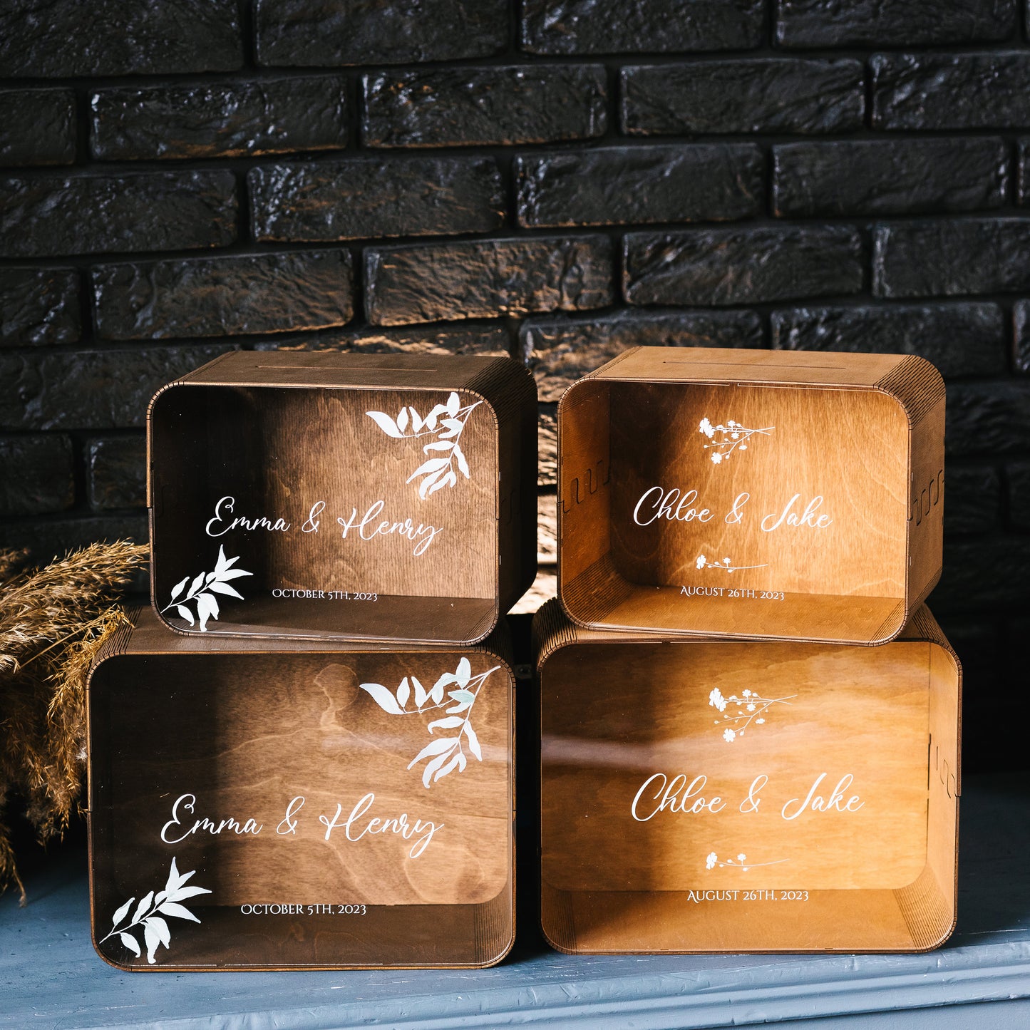 Personalized Rustic Wedding Card Box: Wooden Anniversary Keepsake