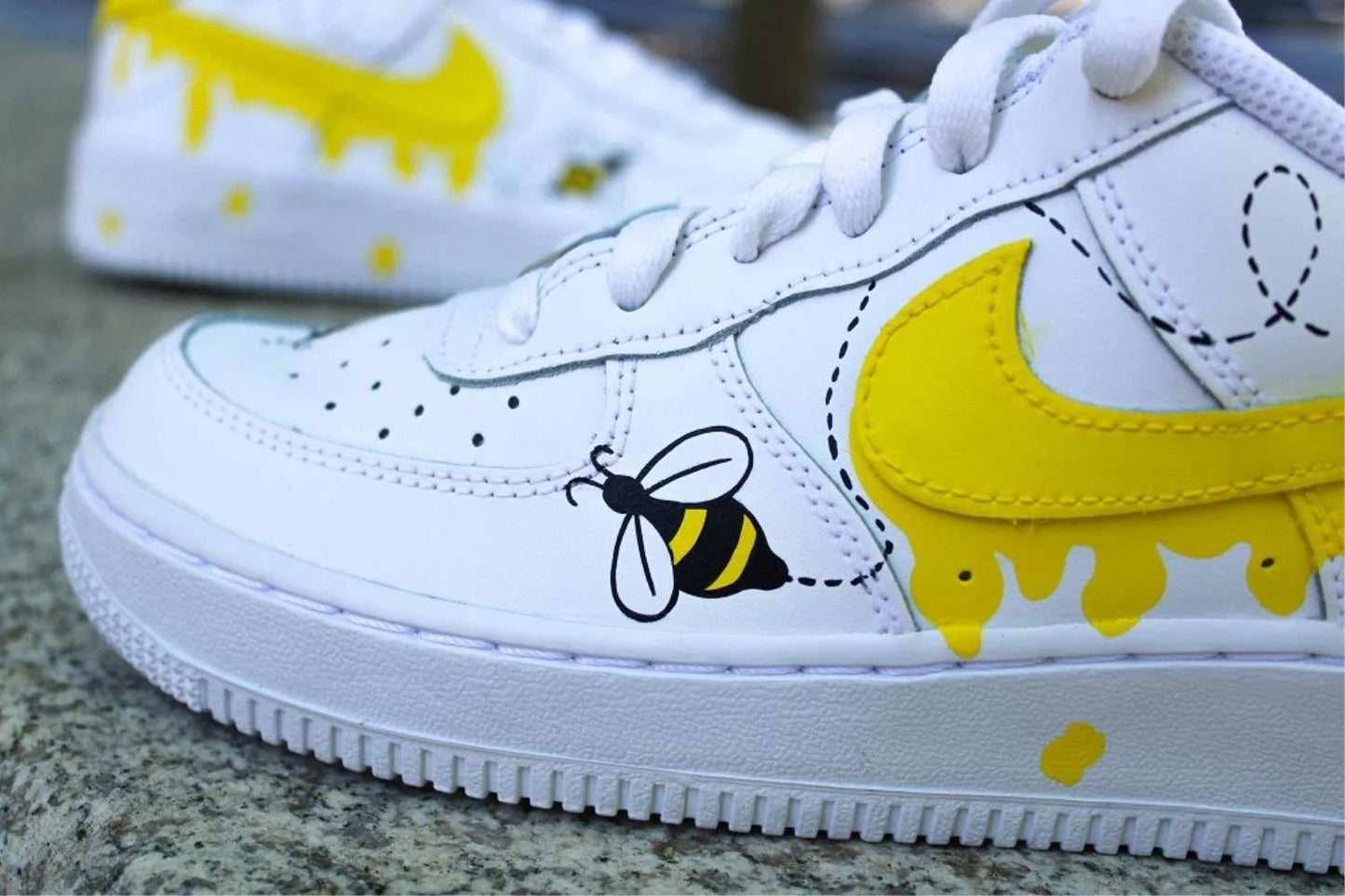 Custom Hand-Painted Honey Bee Air Force 1 Sneakers | UK85
