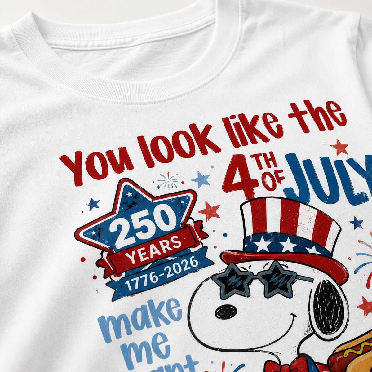 Snoopy Hotdog Shirt, You Look Like The 4th Of July Tee, Peanuts Patriotic Comfort Colors Summer Outfit | RF19