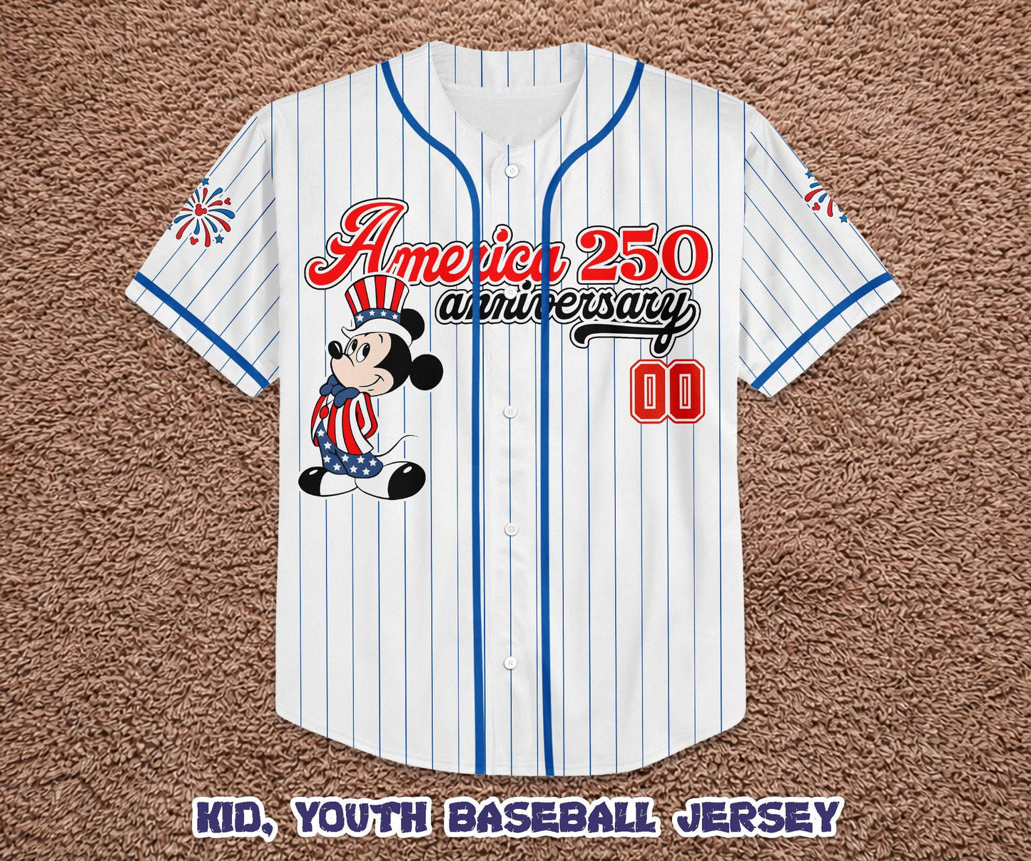 Custom Mickey America 250th Anniversary Baseball Jersey, Patriotic Mickey and Friends Shirt | UW28