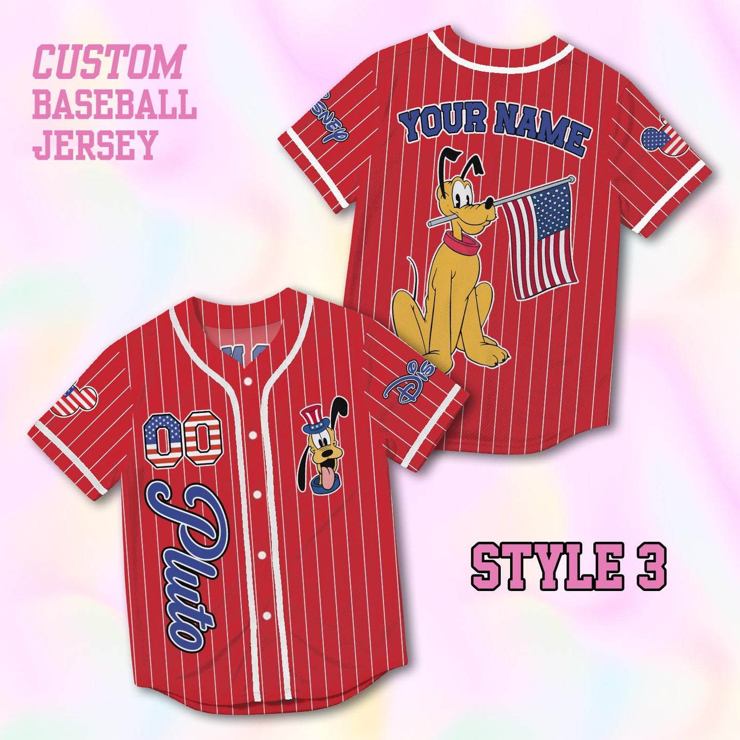 Custom Pluto Baseball Jersey, USA 250th Anniversary Shirt, Personalized 1776-2026 Family Vacation Gift | QE64