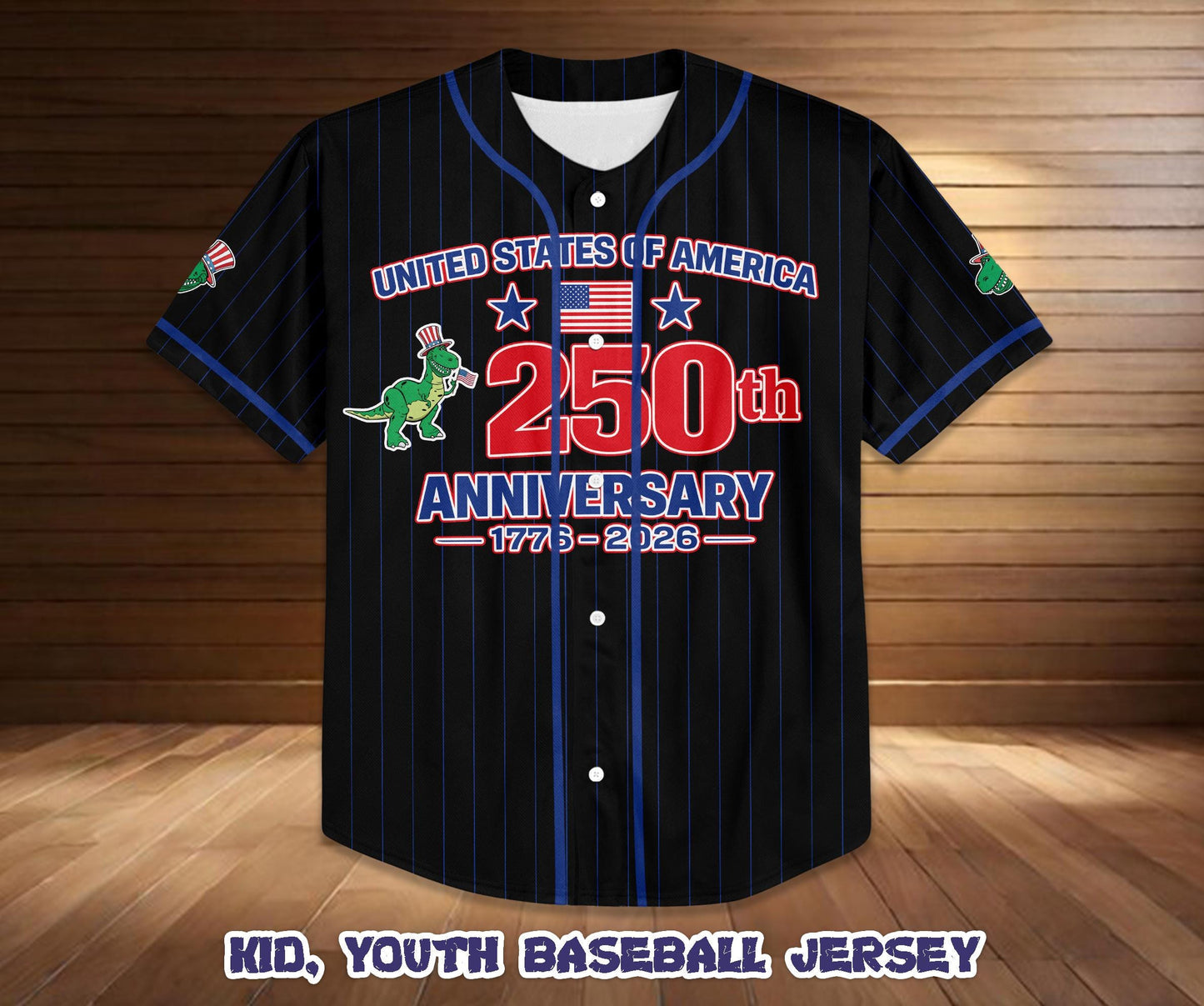 Custom Toy Story Rex Baseball Jersey, USA 250th Anniversary Shirt, Game Day Outfit | AA79