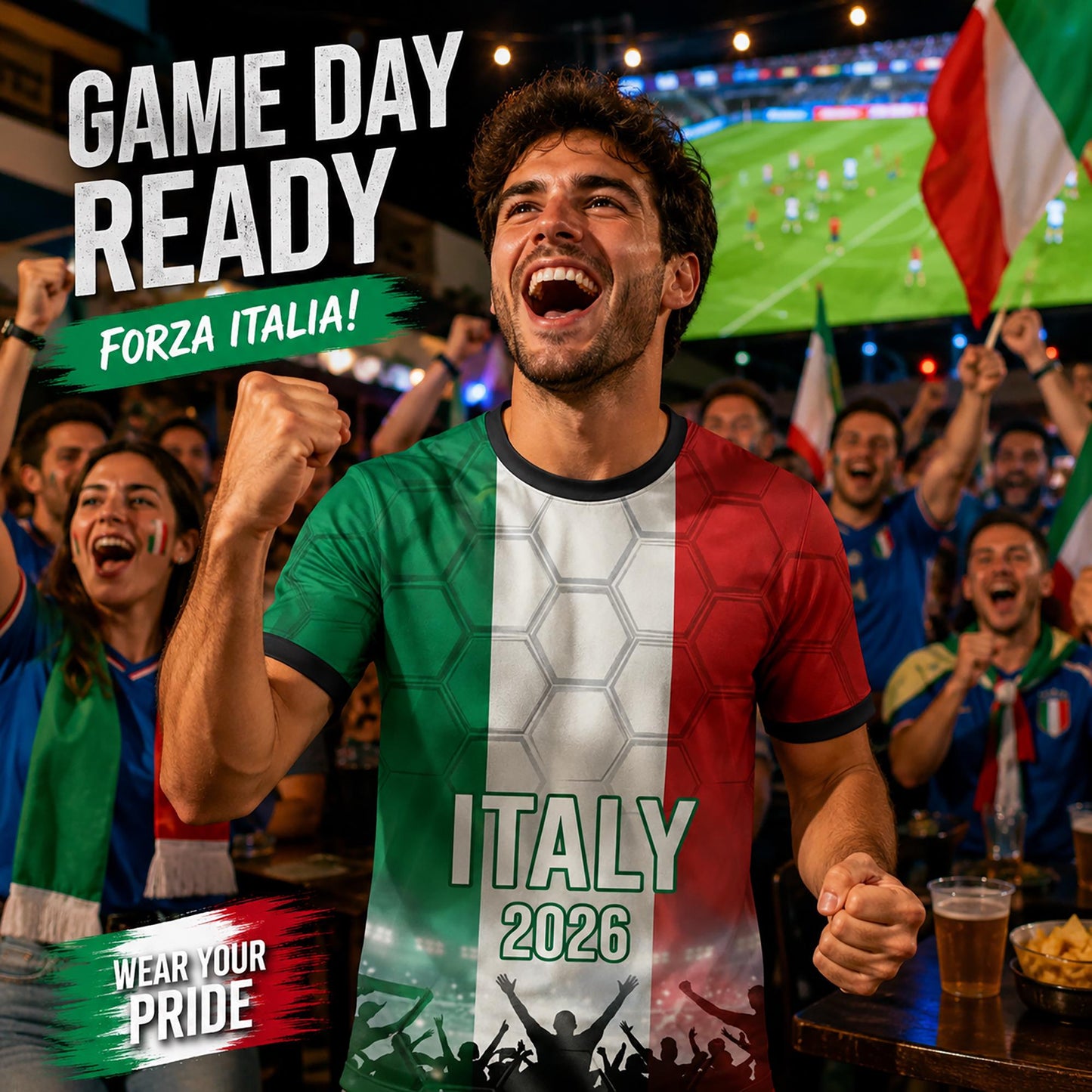 Custom Italy Soccer Jersey 2026 World Cup, Personalized Name Number Shirt, Unisex Fan Apparel Gift | HM97