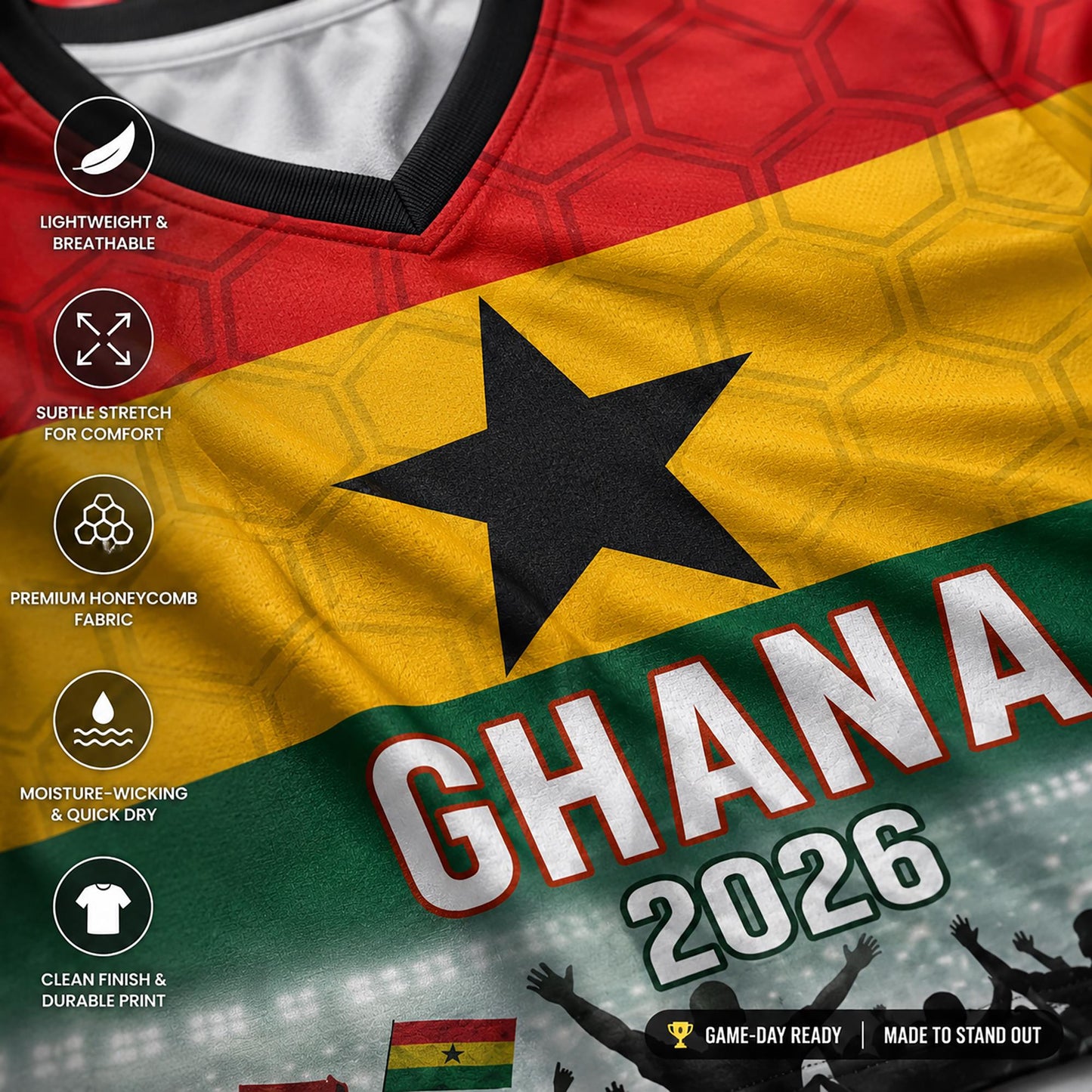 Custom Ghana Crop Top Soccer Jersey 2026, Personalized Name Number World Cup Shirt for Women, Game Day Fan Gift | MI69