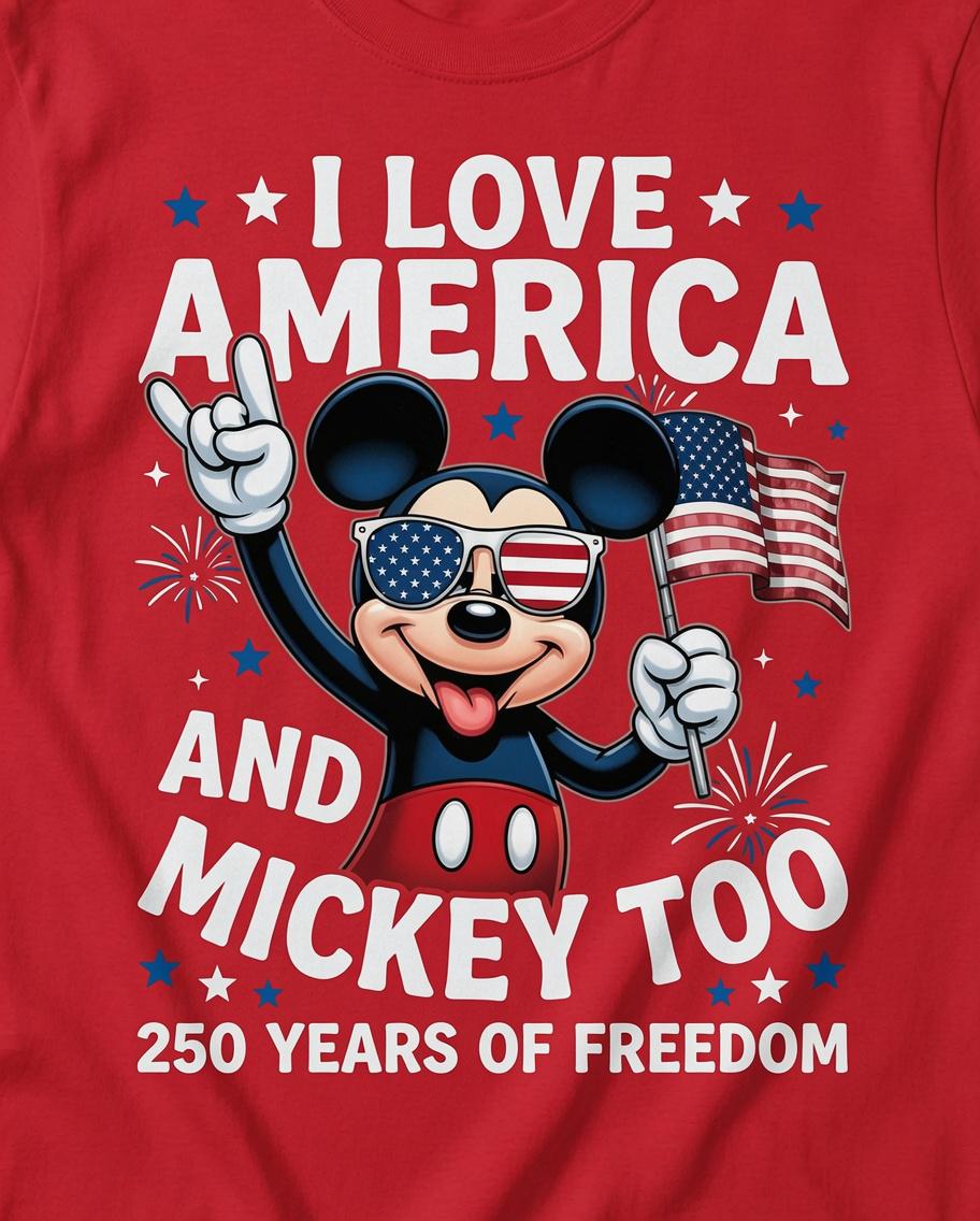 I Love America Mickey Shirt, 250 Years of Freedom Comfort Colors Tee for Women Mom Patriotic July 4th Park Day Gift Outfit | QY19