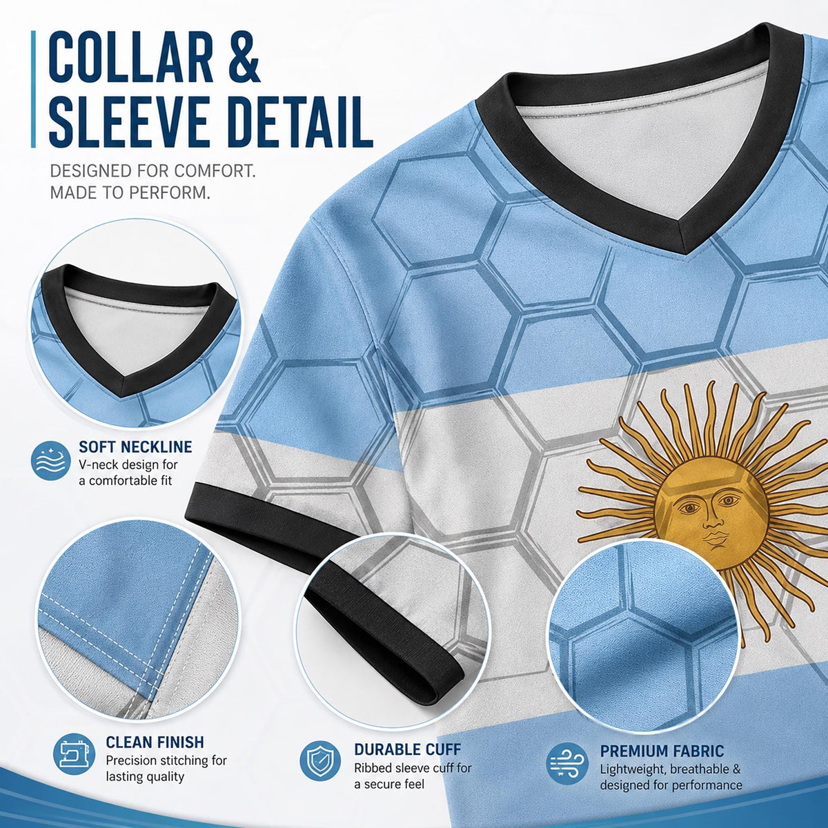 Custom Argentina Soccer Jersey 2026 World Cup, Personalized Name Number Shirt for Men Women Kids, Argentina Fan Apparel Gift | AR44