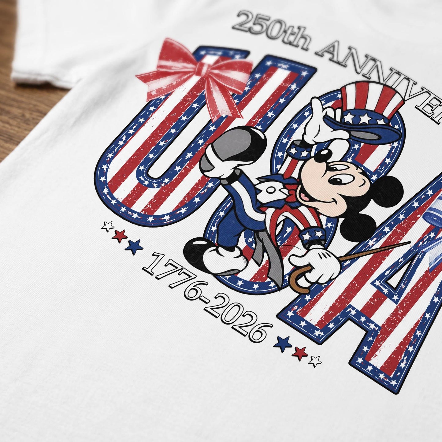 Comfort Colors Disney Mickey USA 250 Shirt, 250th Anniversary 1776 2026 Tee, Cream Patriotic T-Shirt for Women Mom Gift Outfit Tee | ZC53