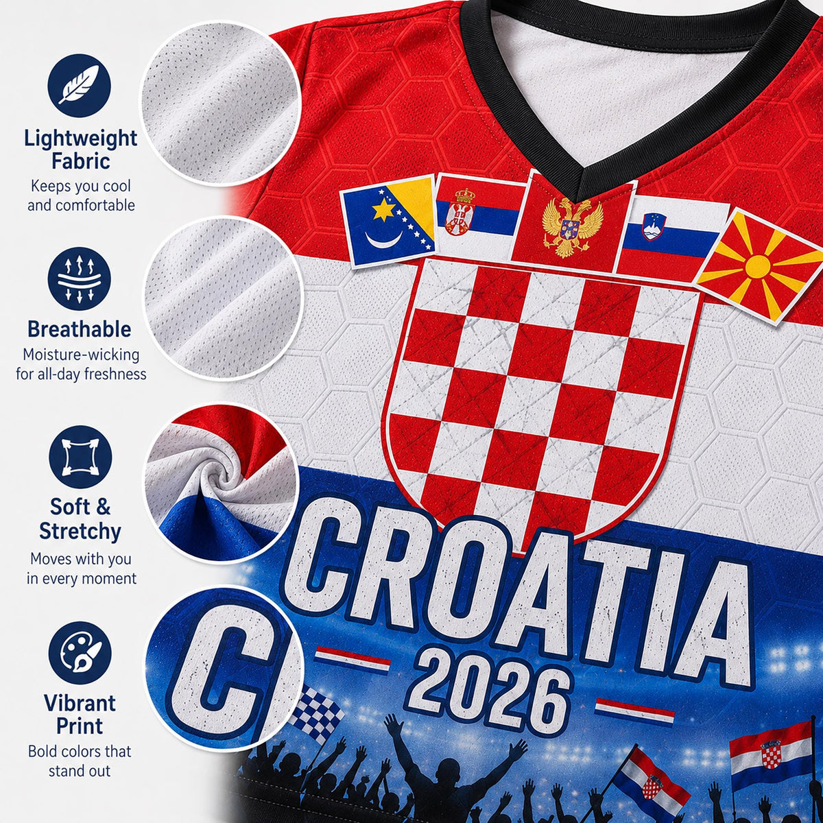 Custom Croatia Crop Top Soccer Jersey 2026, Personalized Name Number World Cup Shirt for Women, Game Day Fan Gift | YT44