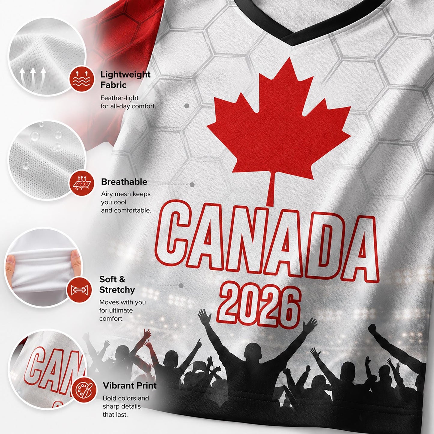 Custom Canada Crop Top Soccer Jersey 2026, Personalized Name Number World Cup Shirt for Women, Game Day Fan Gift | VC48