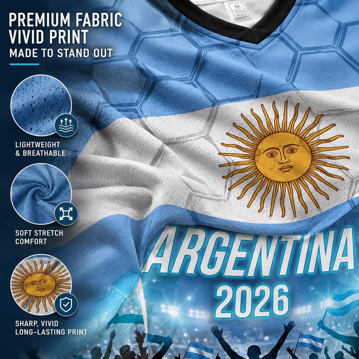 Custom Argentina Crop Top Soccer Jersey 2026, Personalized Name Number World Cup Shirt for Women, Game Day Fan Gift | BW15