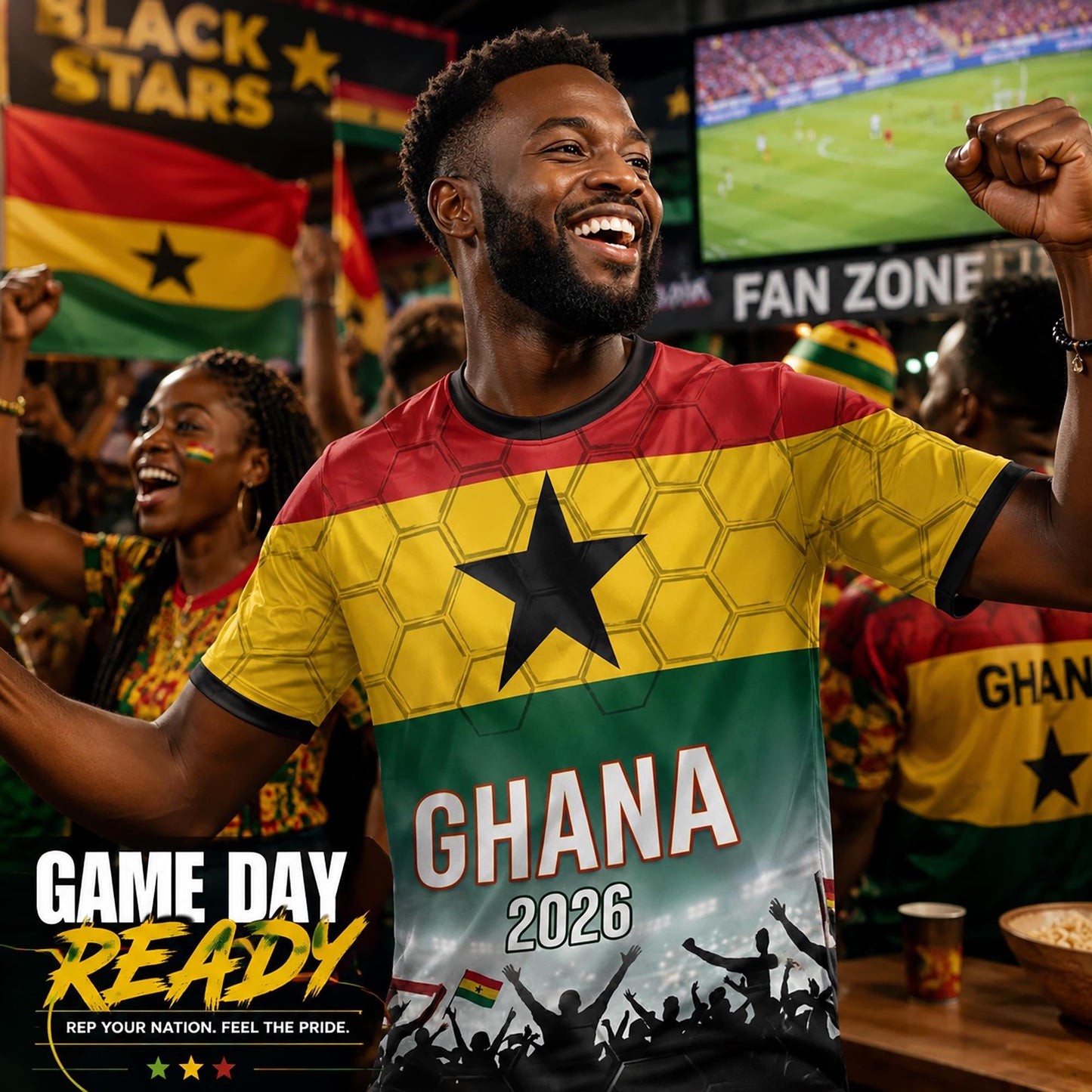 Custom Ghana Soccer Jersey 2026 World Cup, Personalized Name Number Shirt, Unisex Fan Apparel Gift | QF31