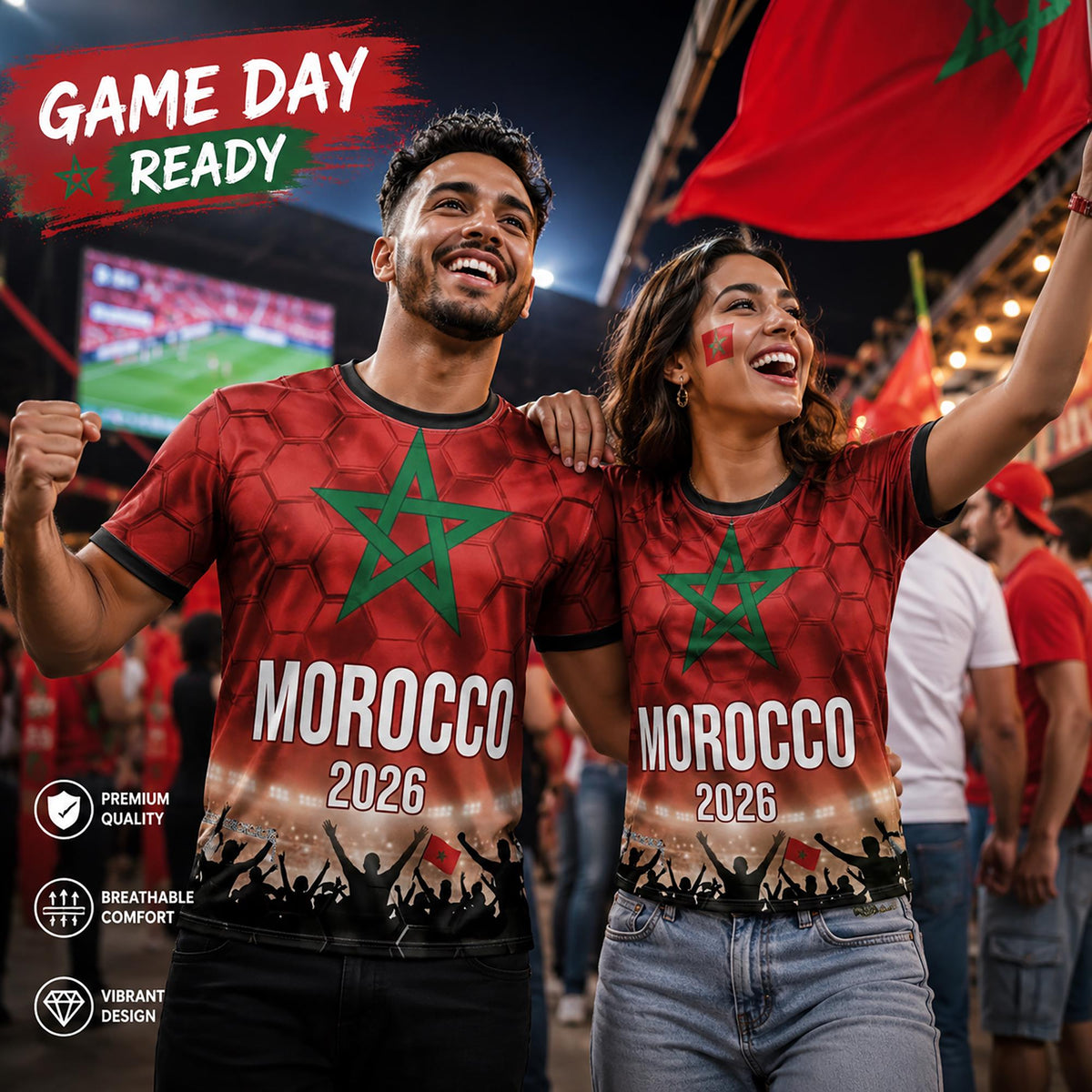 Custom Morocco Soccer Jersey 2026 World Cup, Personalized Name Number Shirt, Unisex Fan Apparel Gift | CD90