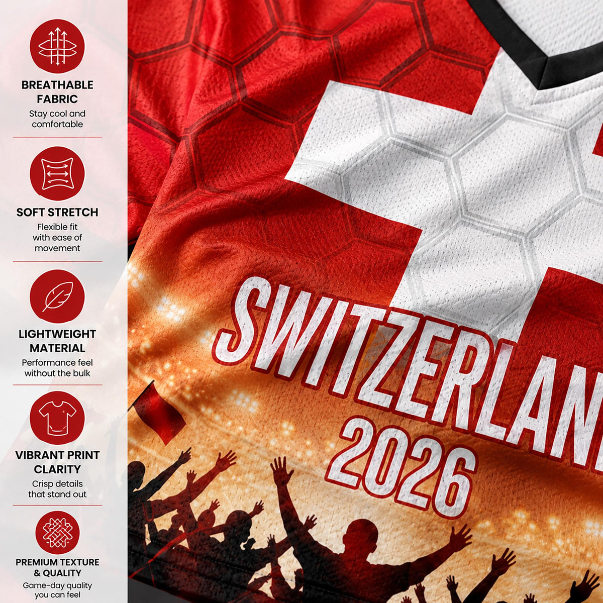 Custom Switzerland Crop Top Soccer Jersey 2026, Personalized Name Number World Cup Shirt for Women, Game Day Fan Gift | DU61