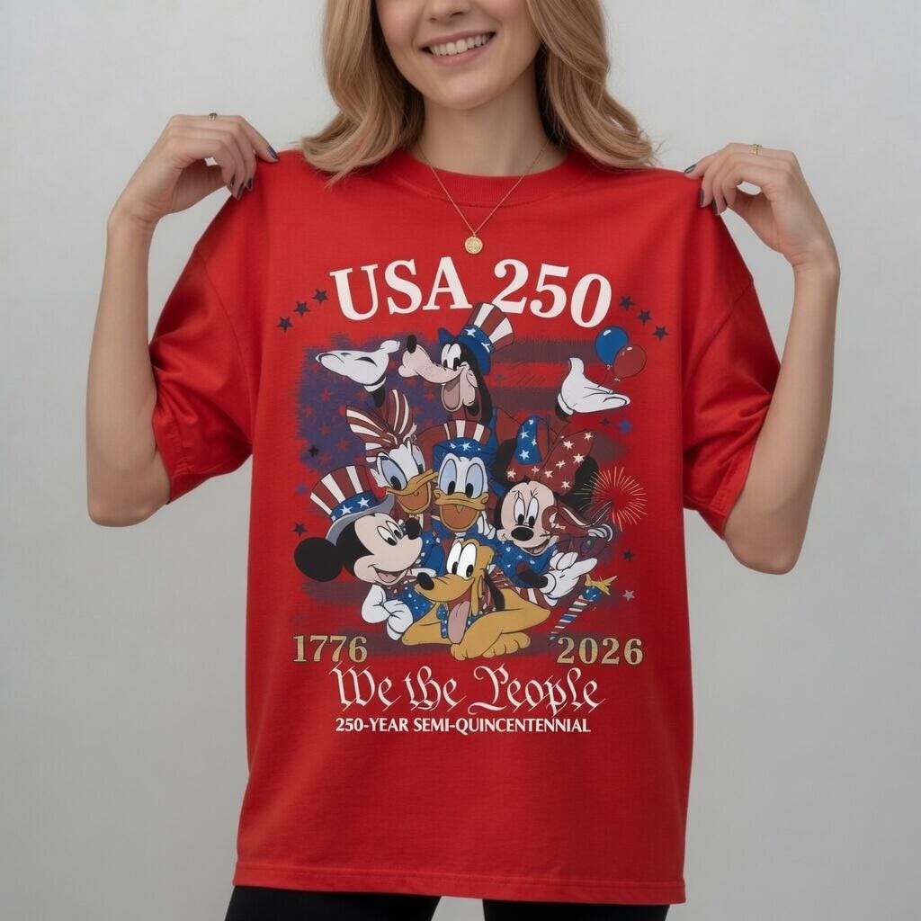 USA 250 Mickey Friends Shirt, Disney Comfort Colors Tee, We the People Patriotic 4th of July Shirt for Women Mom Gift | SB35