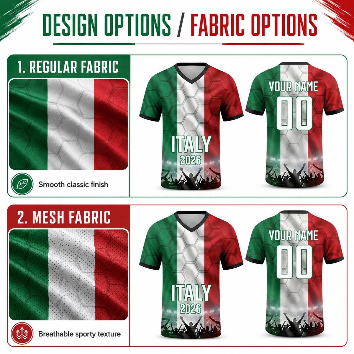 Custom Italy Soccer Jersey 2026 World Cup, Personalized Name Number Shirt for Men Women Kids, Italy Fan Apparel Gift | SK86