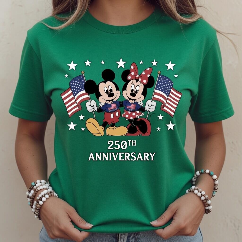 Mickey Minnie 250th Anniversary Shirt, Disney Comfort Colors Tee, Patriotic 4th of July Shirt, American Flag Gift for Mom | QR22