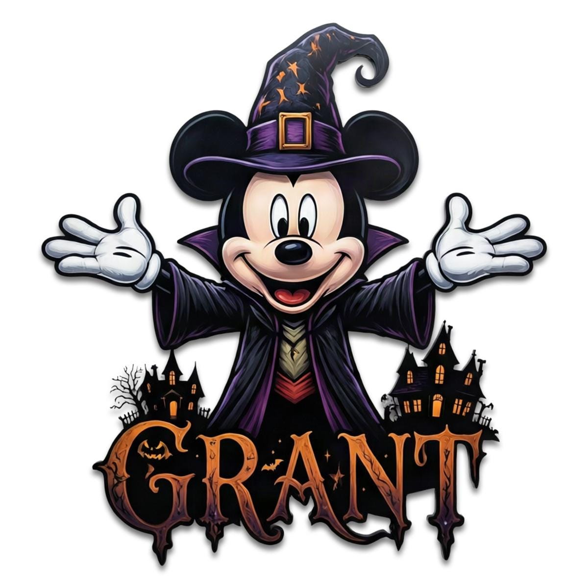 Personalized Halloween Mouse Metal Sign| Custom Family Name Wall Decor| Witch Mouse Plaque| UV Printed Black Powder Coated Mild Steel