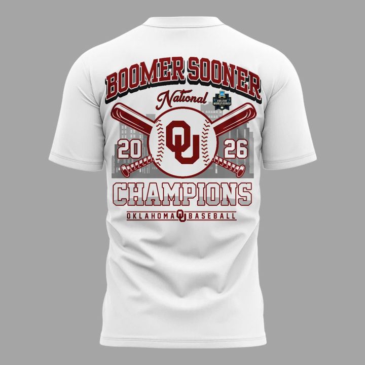 Oklahoma Sooners White 2026 NCAA Division I Baseball National Champions Locker Room T-Shirt