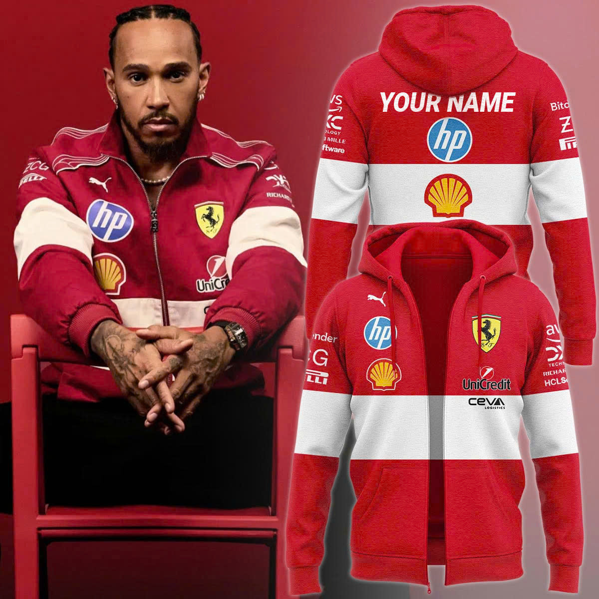 _Lewis Hamilton Ferrari Limited Edition hoodie custom. | JA72