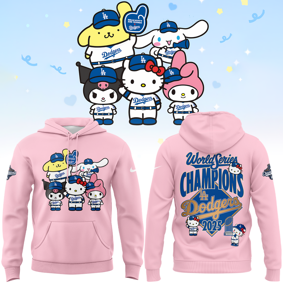 2026 HELLO KITTY x DODGERS CHAMPIONS Limited Edition Combo Hoodie