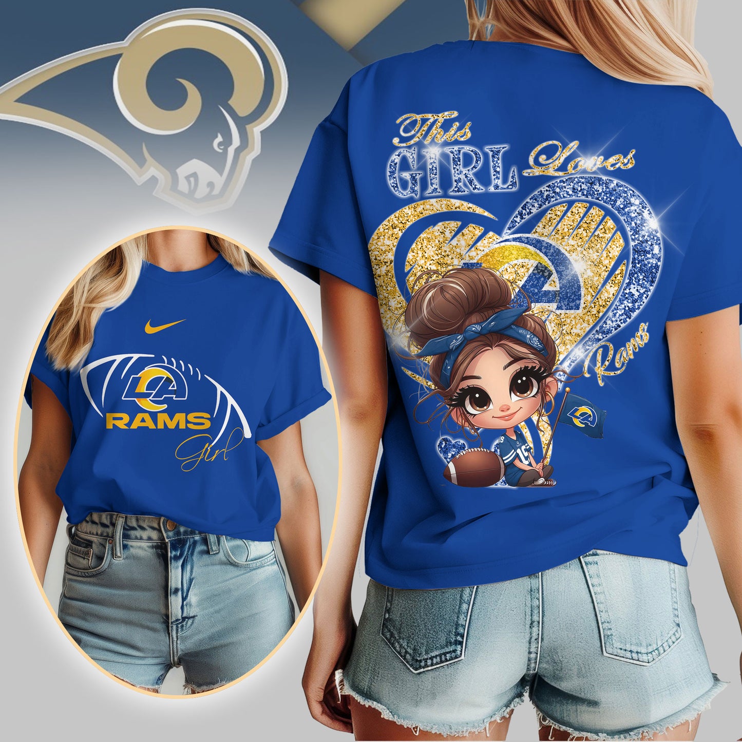 Los Angeles Rams | Premium NFL The Girl 3D Shirt | ZJ78