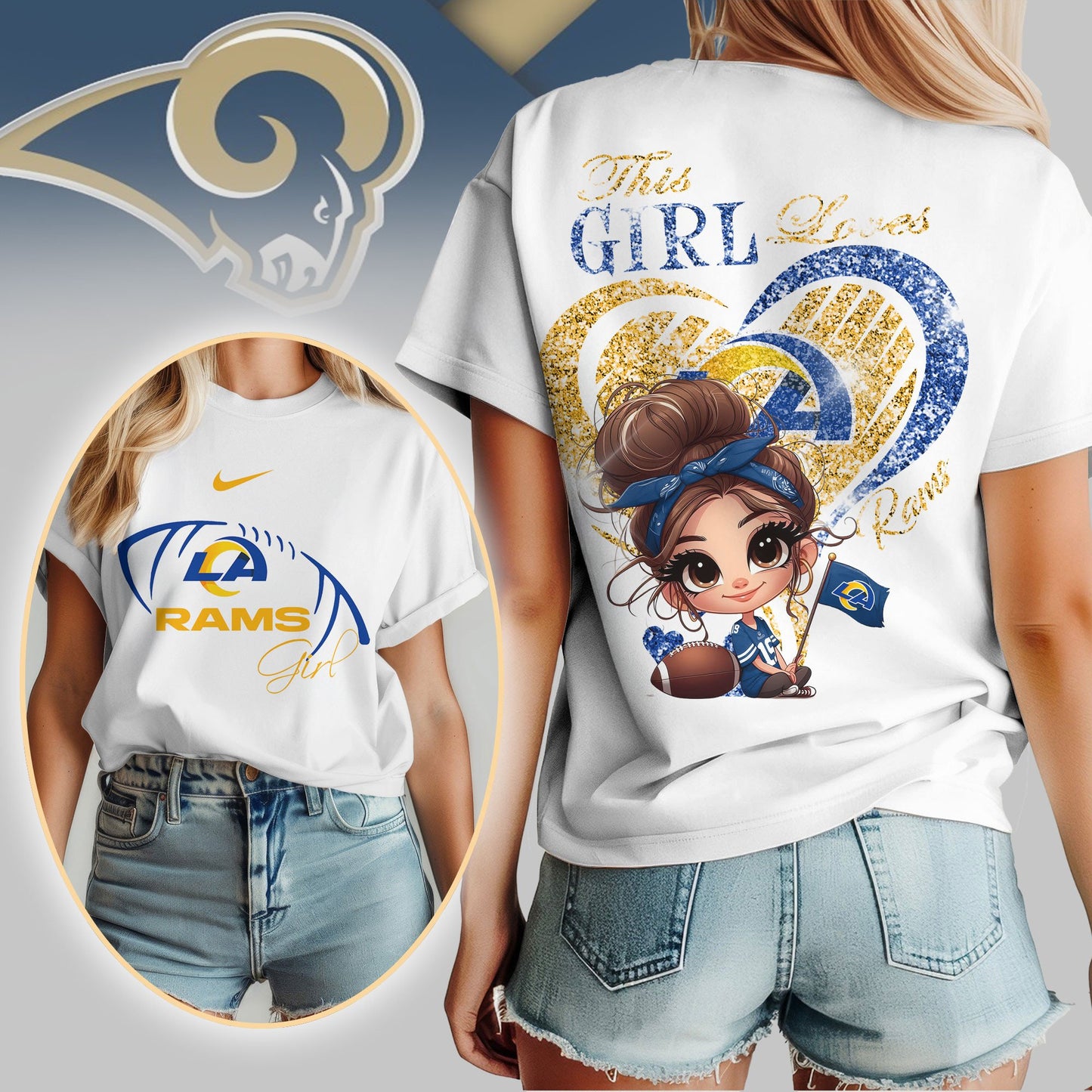 Los Angeles Rams | Premium NFL The Girl 3D Shirt | ZJ78