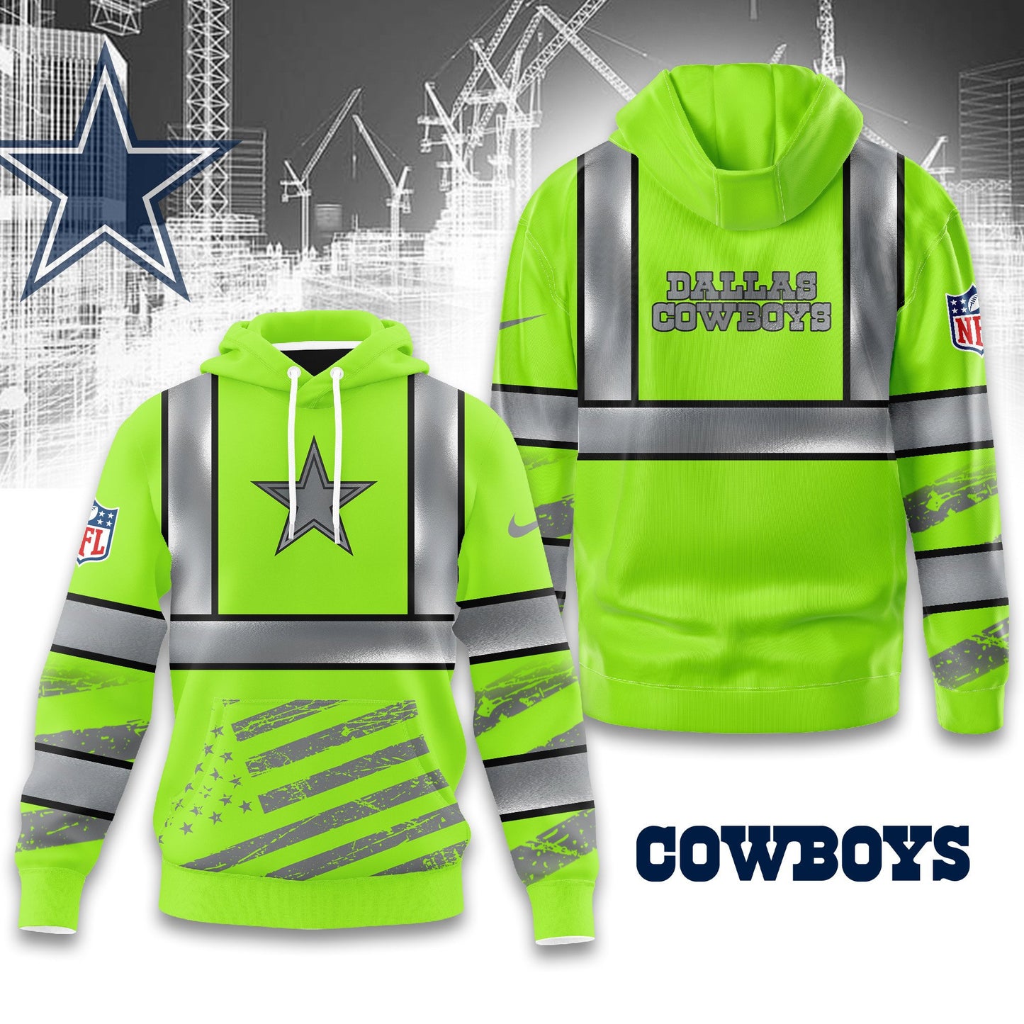 Dallas Cowboys | Premium NFL Safety Hi-Vis Hoodie | WF57