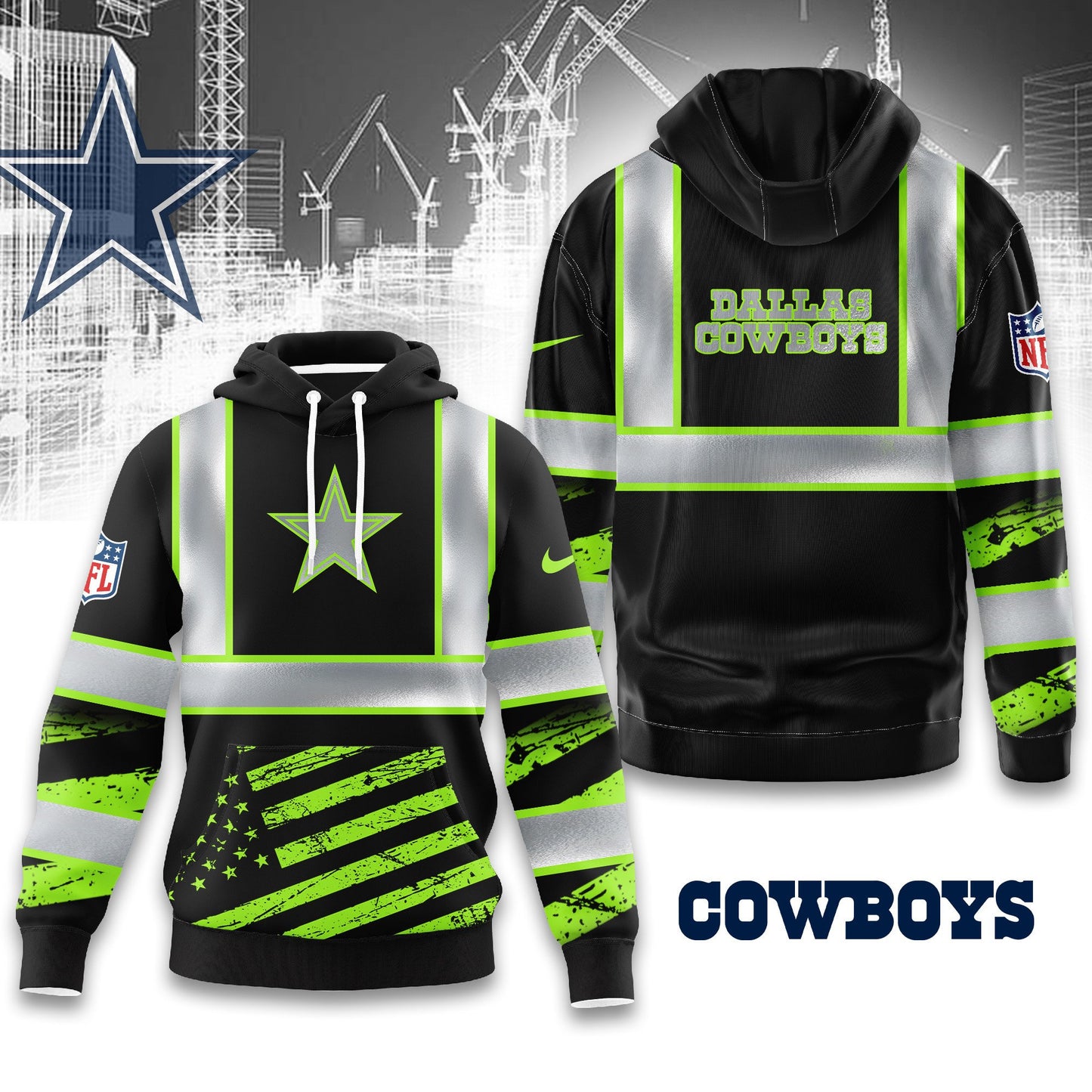 Dallas Cowboys | Premium NFL Safety Hi-Vis Hoodie | WF57