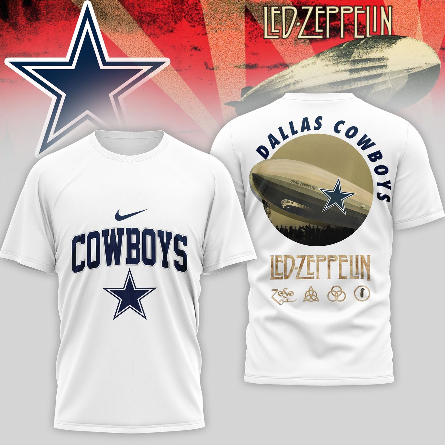 Dallas Cowboys | Premium NFL Led Zeppelin 3D Shirt | WP56