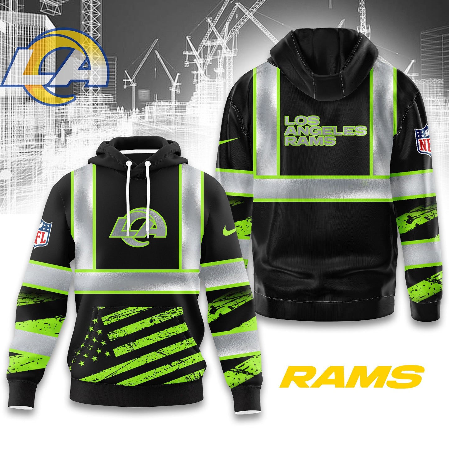 Los Angeles Rams | Premium NFL Safety Hi-Vis Hoodie | TD45