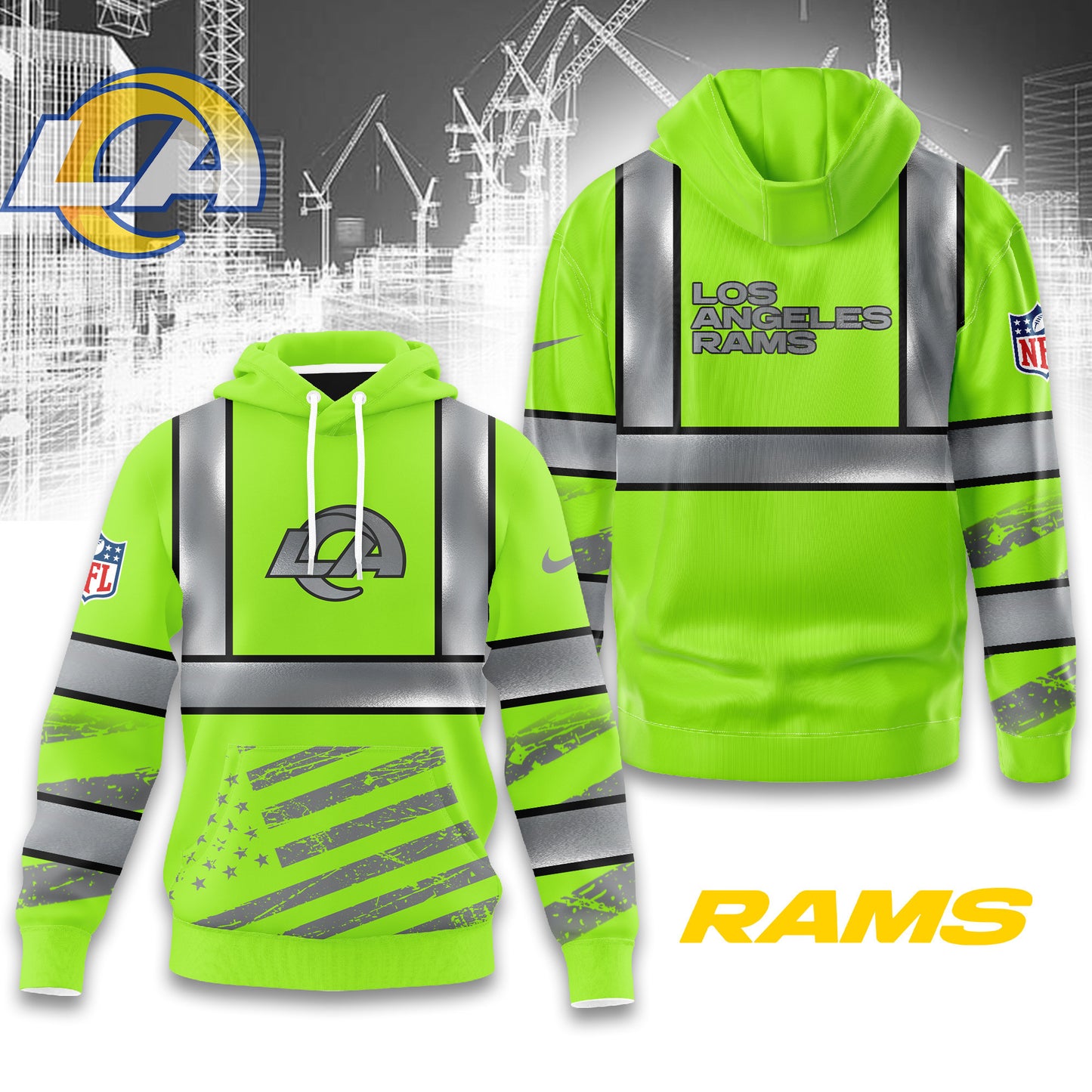 Los Angeles Rams | Premium NFL Safety Hi-Vis Hoodie | TD45