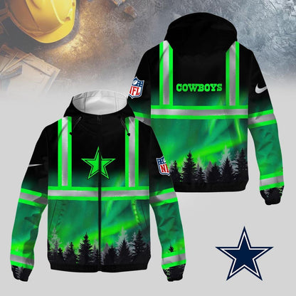 Dallas Cowboys | Premium NFL Northern Lights Hi-Vis Hoodie | WN58