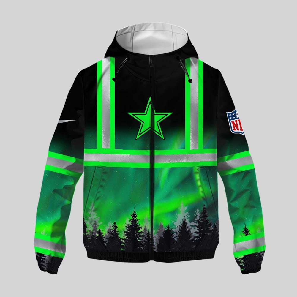 Dallas Cowboys | Premium NFL Northern Lights Hi-Vis Hoodie | WN58