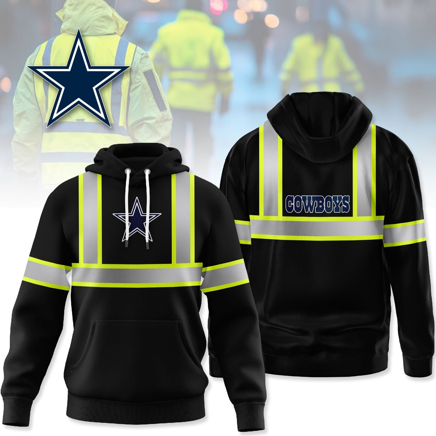 Dallas Cowboys | Premium NFL Hi Vis Safety Reflective Hoodie | UD18