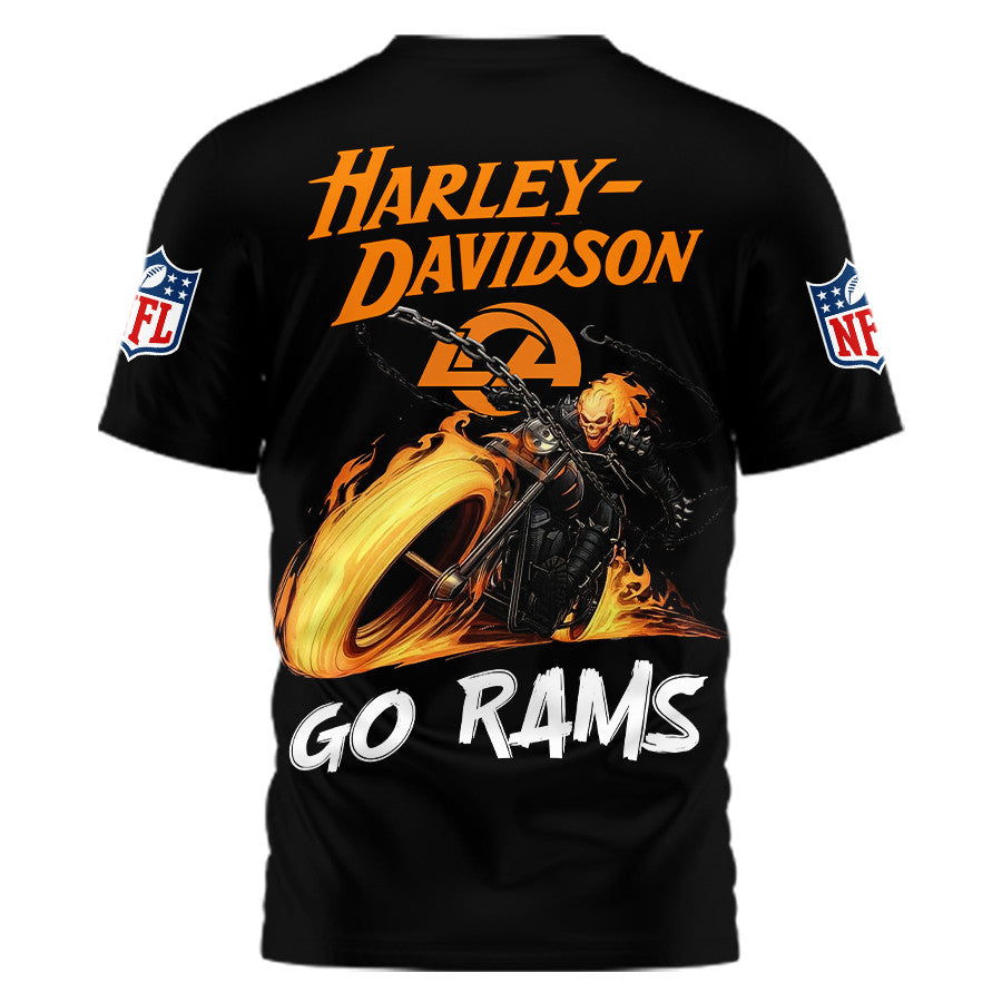 Los Angeles Rams | Premium NFL Ghost Rider Harley Davidson 3D Shirt | LR21